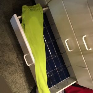 Lime green tight pants